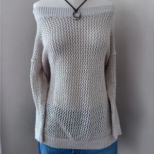 Banana Republic Off-Shoulder Knit Crochet Sweater
